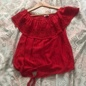 Red off the shoulder top